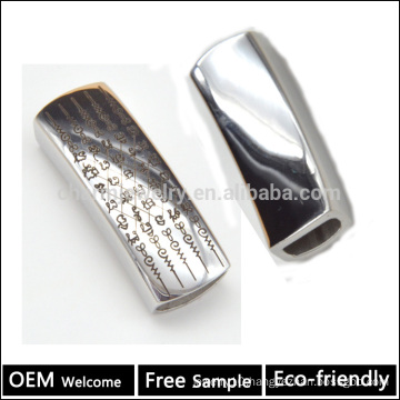 BX088 Wholesale jewelry finding Stainless Steel flat Clasp for leather cord bracelets